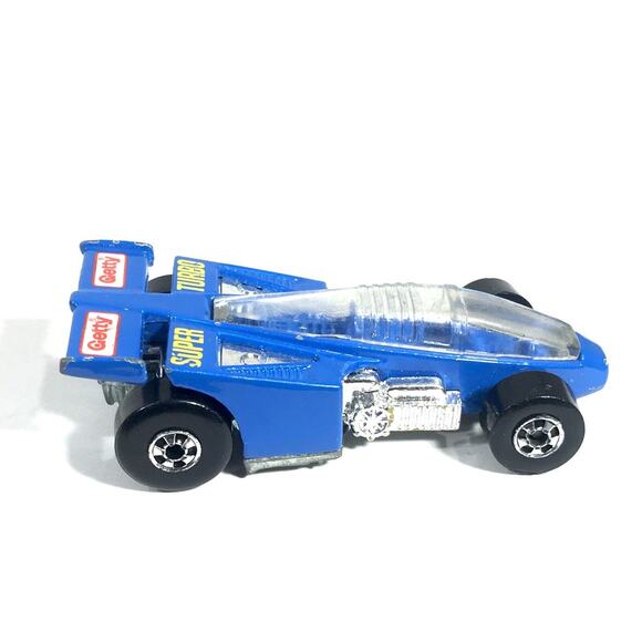Hot Wheels 1987 Getty Super Turbo Blue Racing Race Car Mattel Vintage Blue - Picture 2 of 5